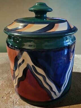 Vtg 1994 Signed GAIL PITTMAN GREEN AZALEA CANISTER Large Cookie Jar